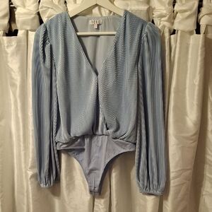 TCEC Light Blue V-Neck Bodysuit Small